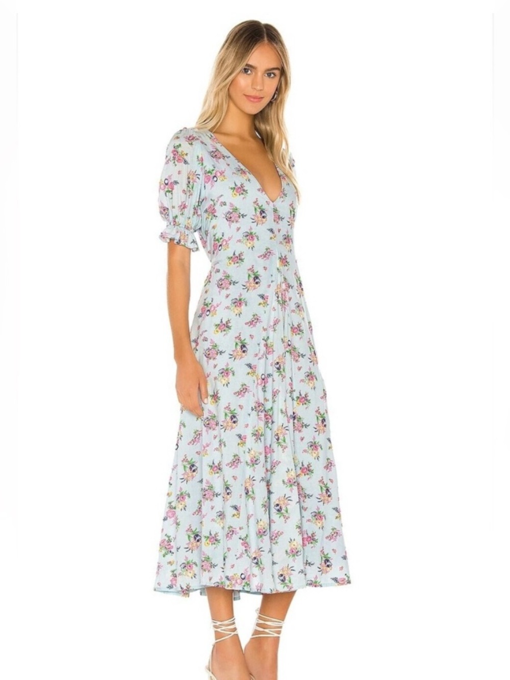 Faithfull The Brand Maggie Dress Juliette Floral Print Midi Dress Size M